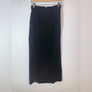 Vintage Crushed Black Velvet maxi long Skirt side slits size 10 formal lined